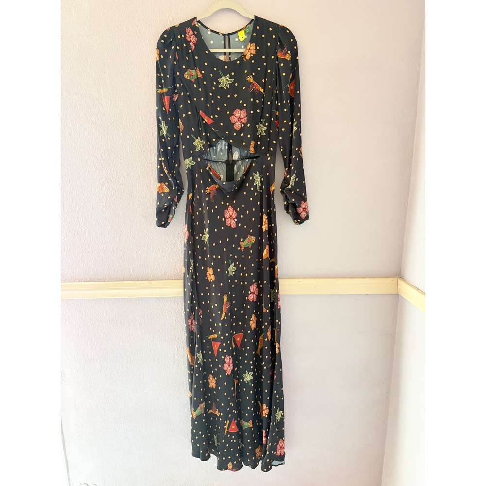 FARM Rio Riqueza Tropical Cutout Maxi Dress Polka Dot Fish Floral Tropical Large - Picture 3 of 12